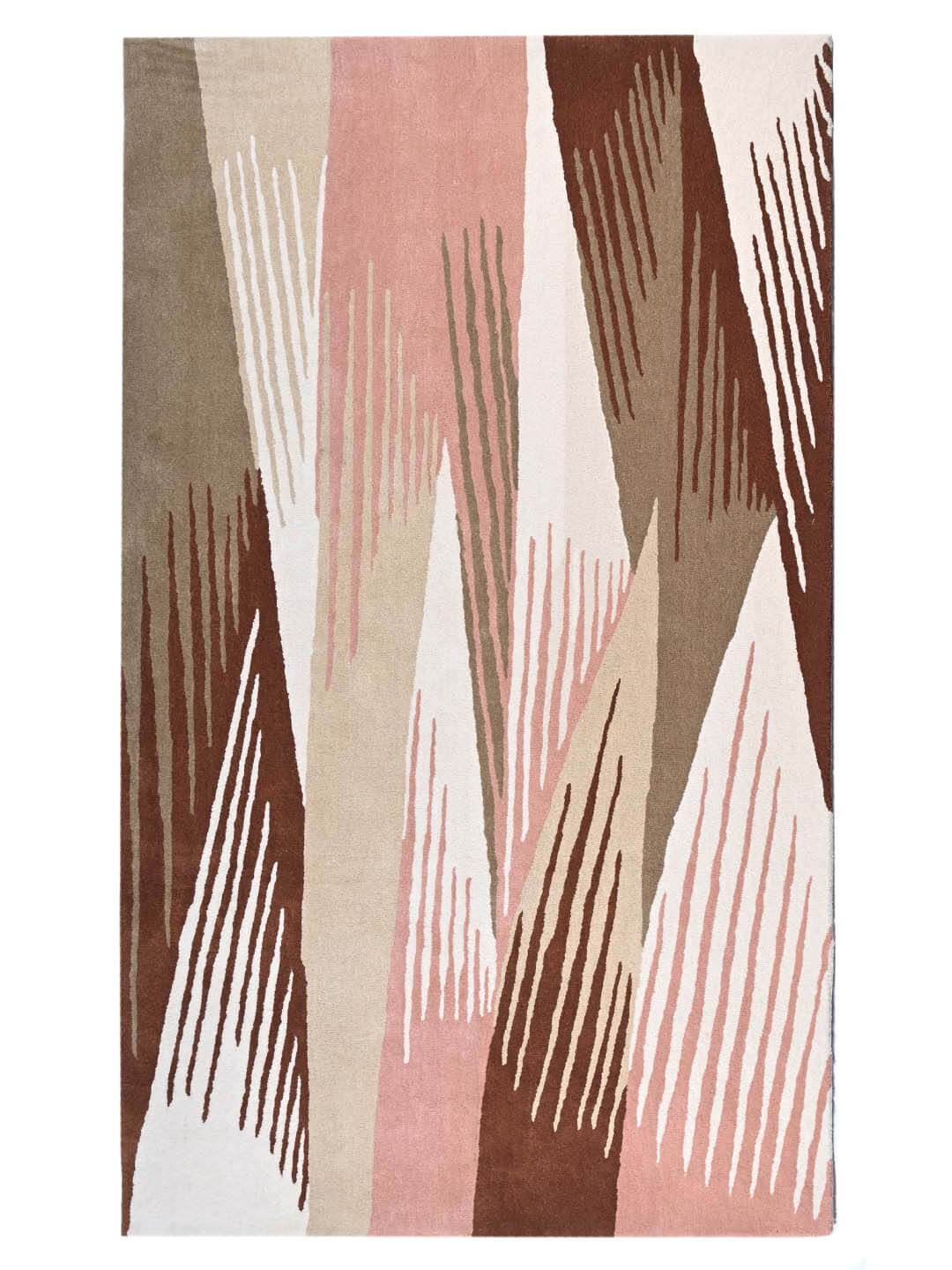 brown hand tufted rug with geometric pattern