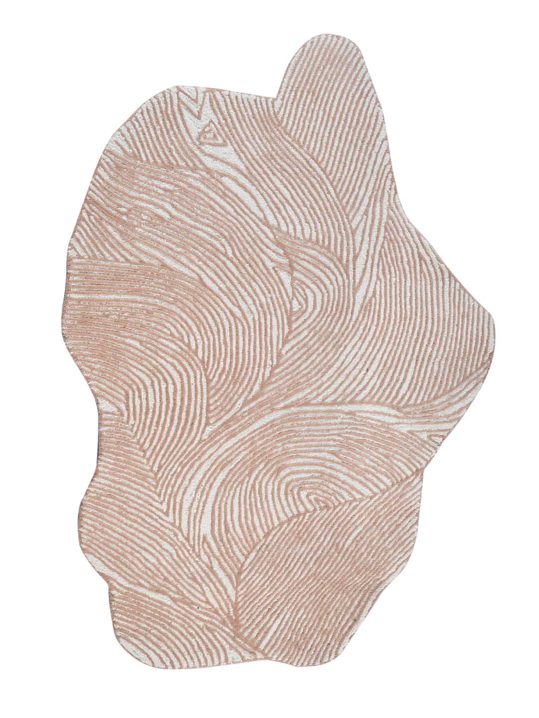 Decorative shaped rug with wavy pattern