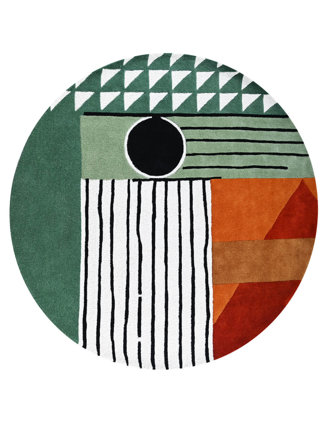 Round rug with geometric pattern