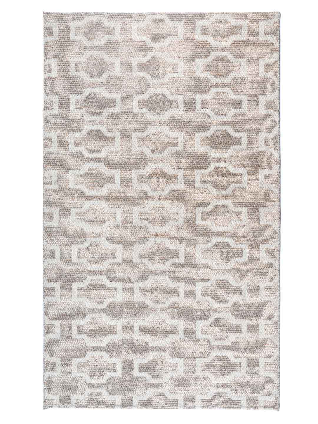 woven patterned rug with geometric design