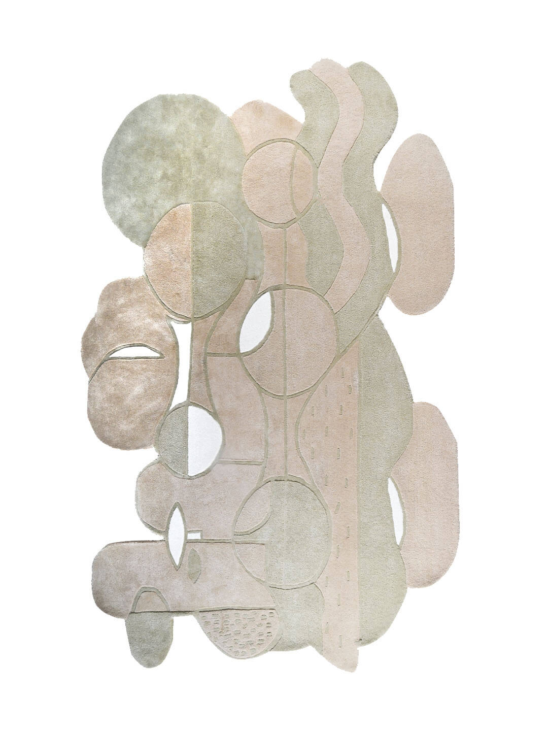 irregular shape abstract wool rug, hand tufted