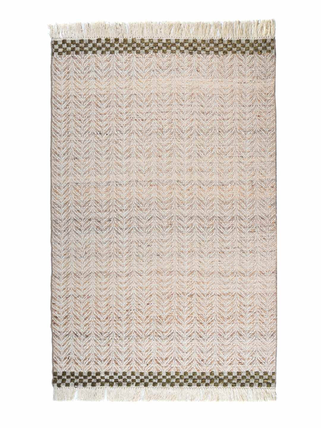 wool & jute woven rug with a geometric pattern